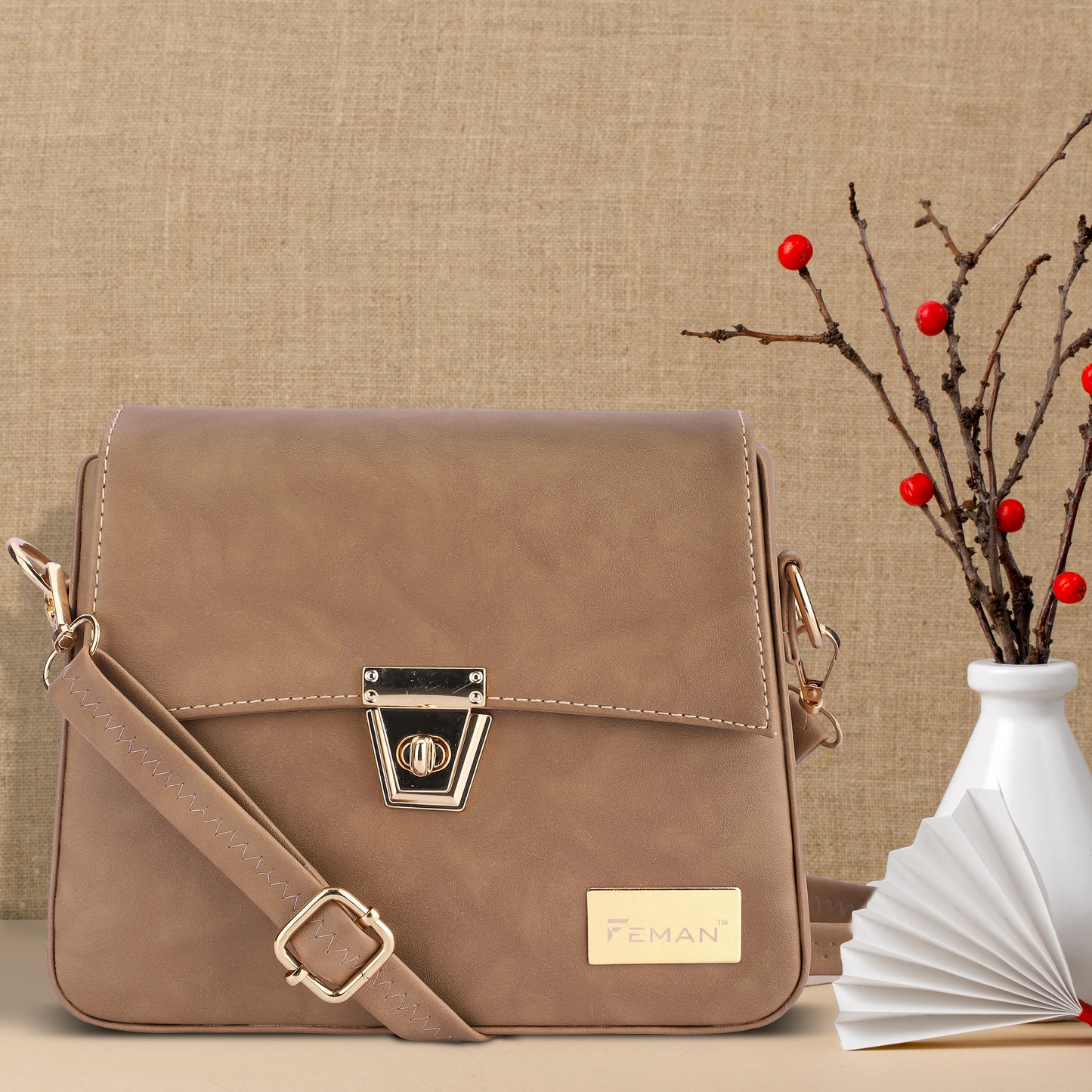 Feman City Stride Sling Bag - L Brown