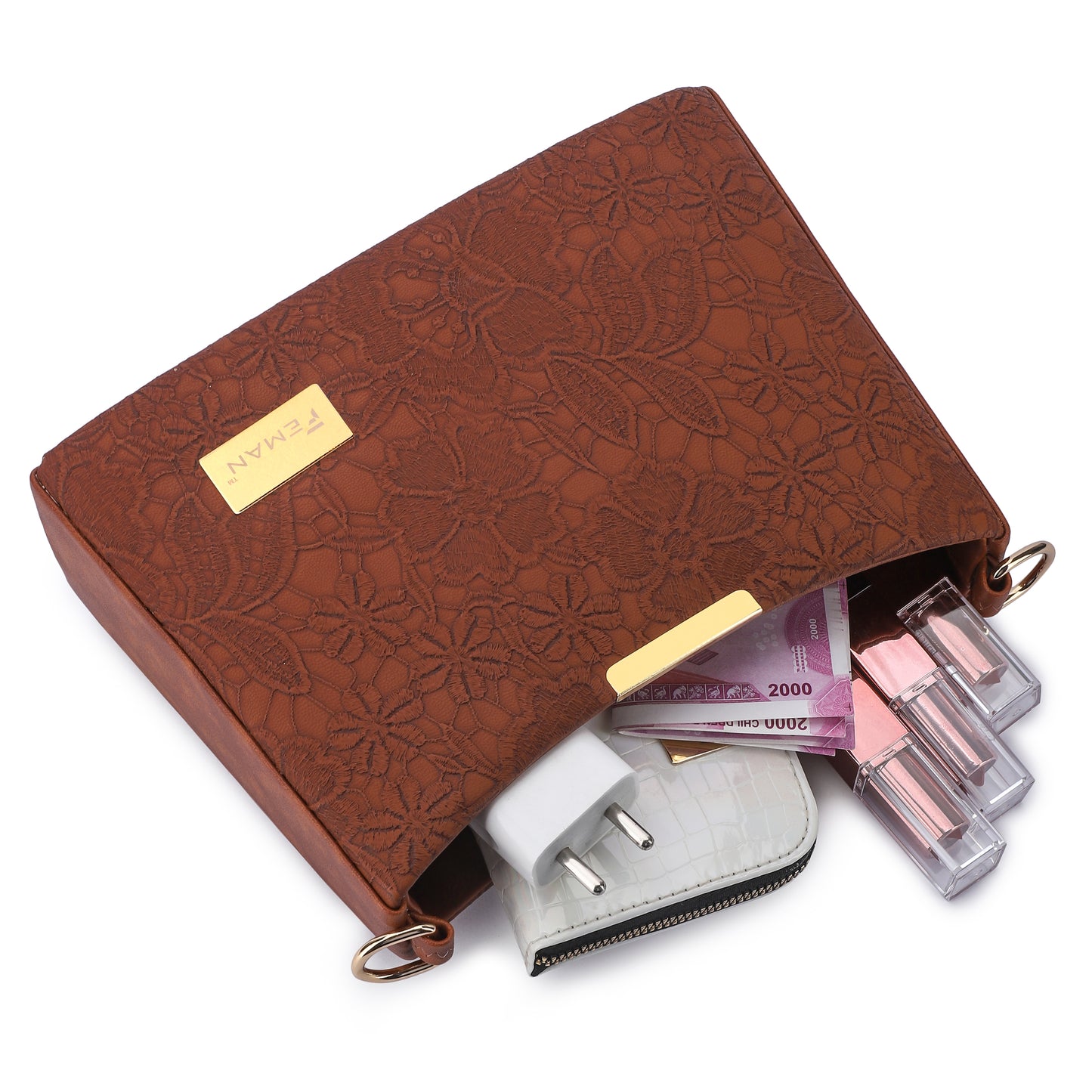 Feman Ethnic Essence Sling Bags - Brown